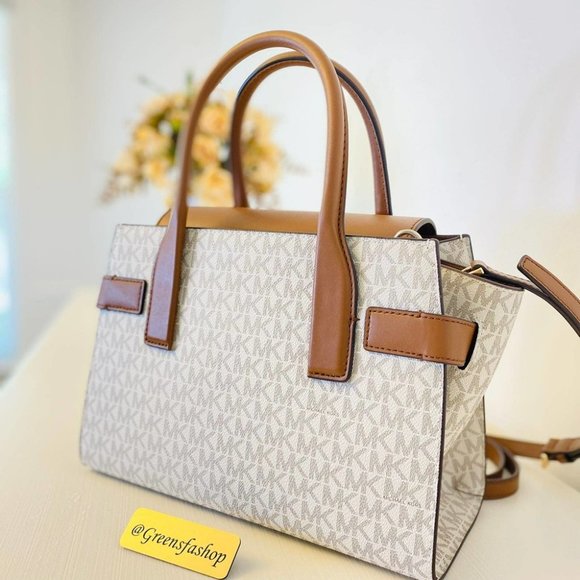 Michael Kors Purse Carmen Medium Flap Satchel shoulder bag vanilla - Picture 2 of 11